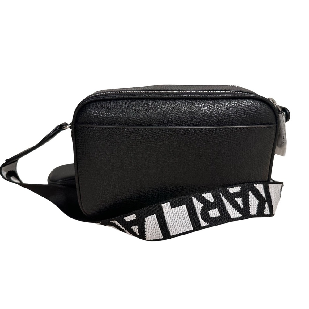 Karl Lagerfeld Camera Bag Black Crossbody Black & White Logo Strap Charms Paris - Picture 6 of 17